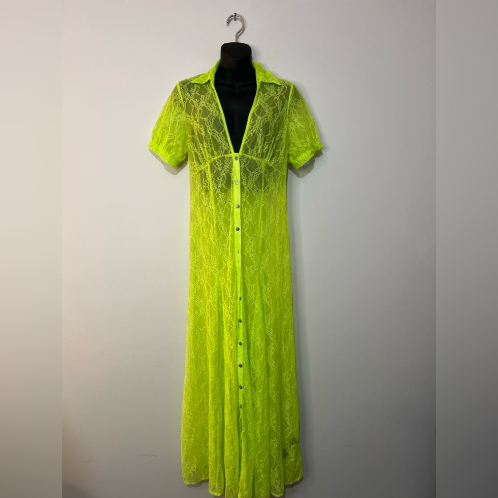 URBAN OUTFITTERS NEON LACE DUSTER DRESS